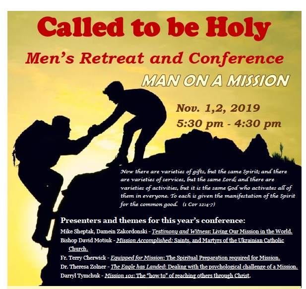 Called to be Holy – Men’s Retreat/Conference – Nov 1-2, 2019